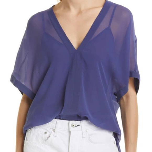 Nwt Rag & Bone Elysse Sheer V-Neck Top & Camisole Airy Crepe Drawstring Size M